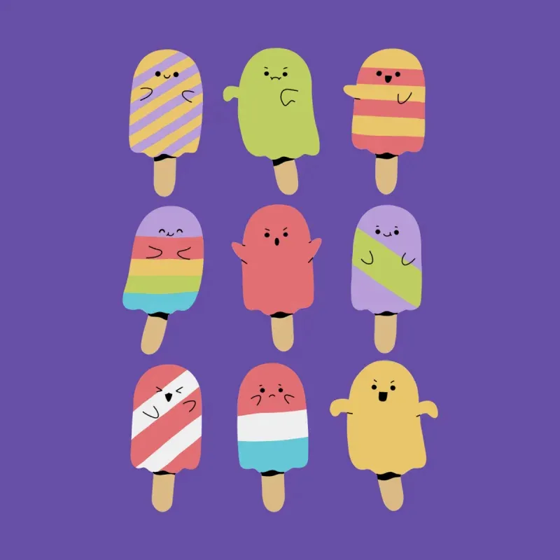 Men's Playful Cartoon Popsicle Print Hoodie