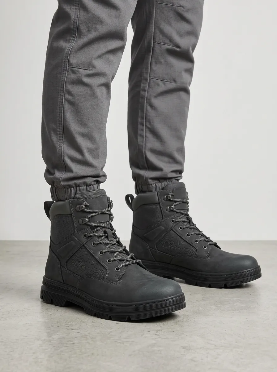 Unisex Streamlined Outdoor Enthusiast Topographic Pattern Print Work Boots