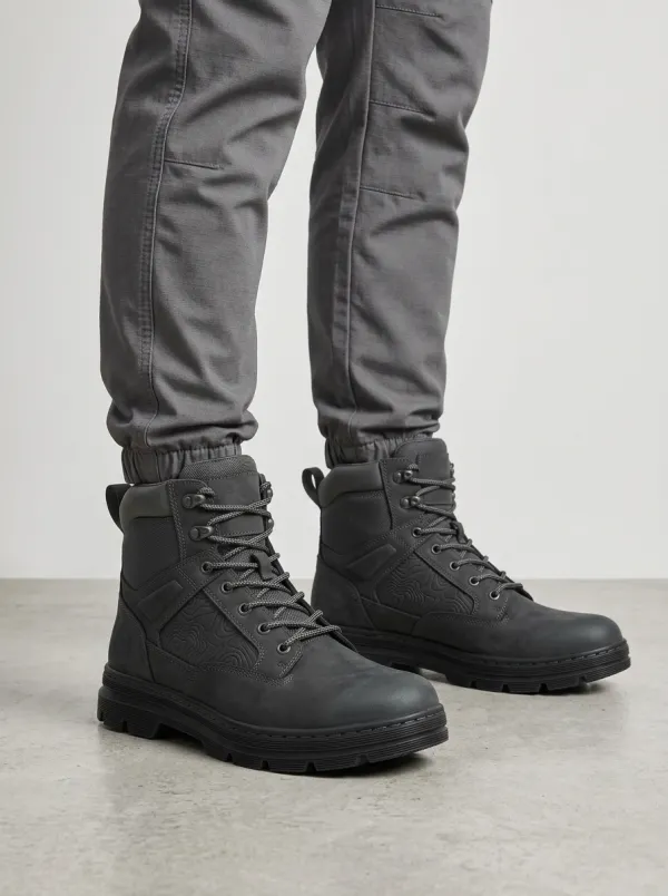 Unisex Streamlined Outdoor Enthusiast Topographic Pattern Print Work Boots
