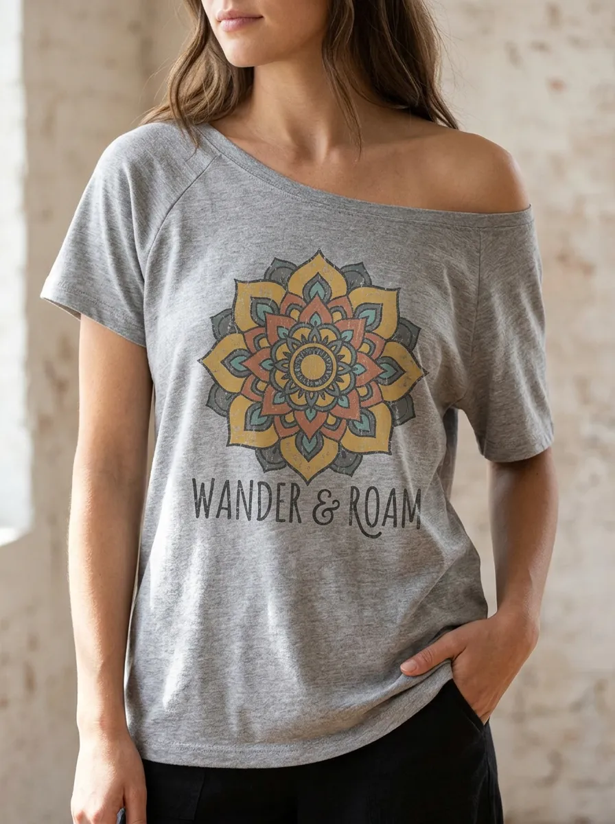 Women's  Mandala Printed Off-Shoulder Top