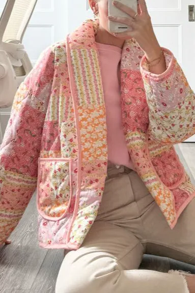 Lapel Collar Polyester Printed Jacket