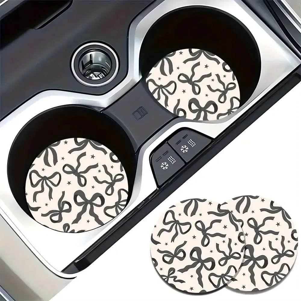 2Pcs Bow Car Cup Coasters
