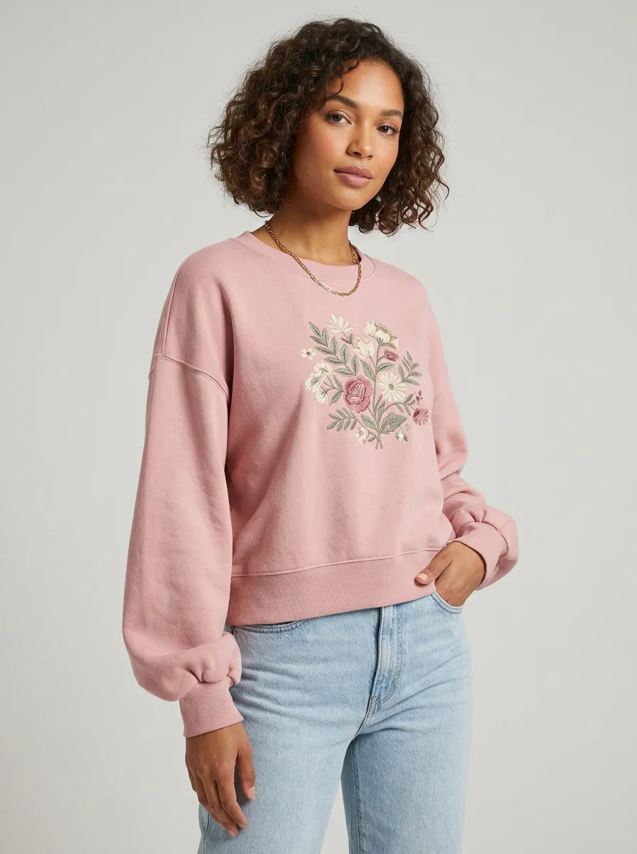 Women's Floral Lover Pink Botanical Printed Sweatshirt