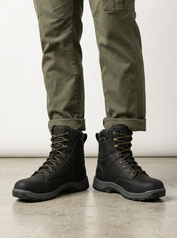 Unisex Leather Tactical Print Work Boots