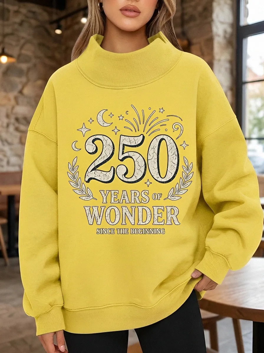 Women's 250 Years Of Wonder Moon Stars Printed Sweatshirt