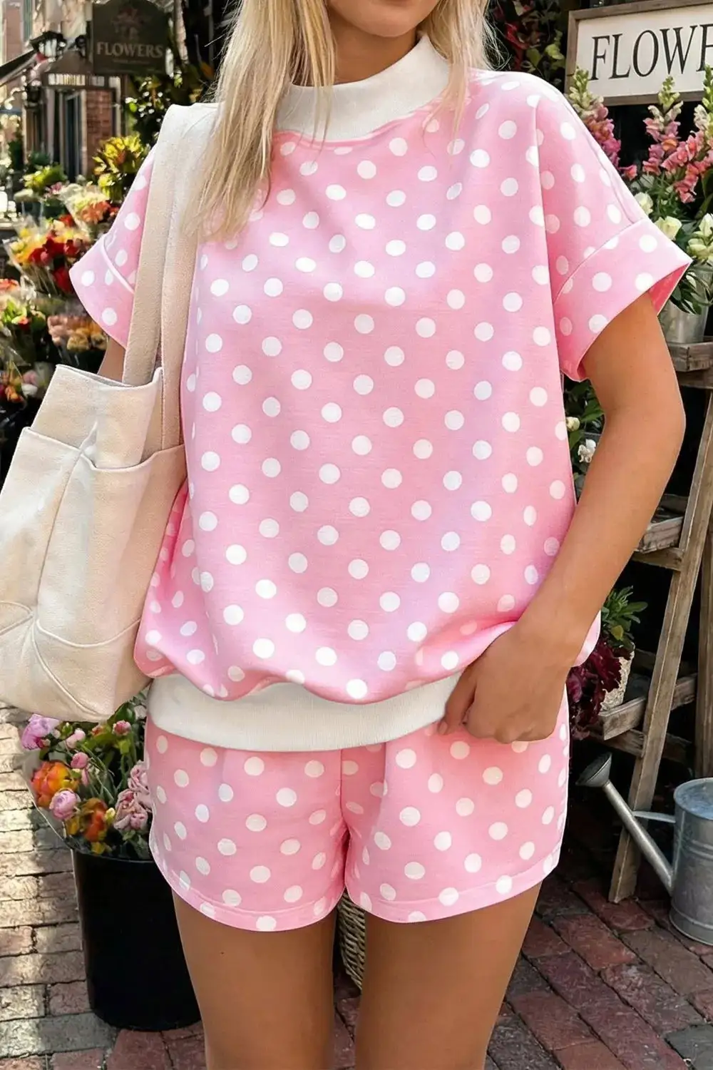 Refined Refined Polka-Dot Top and Shorts Matching Set