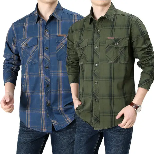 Men's Checkered Long-Sleeve Shirts