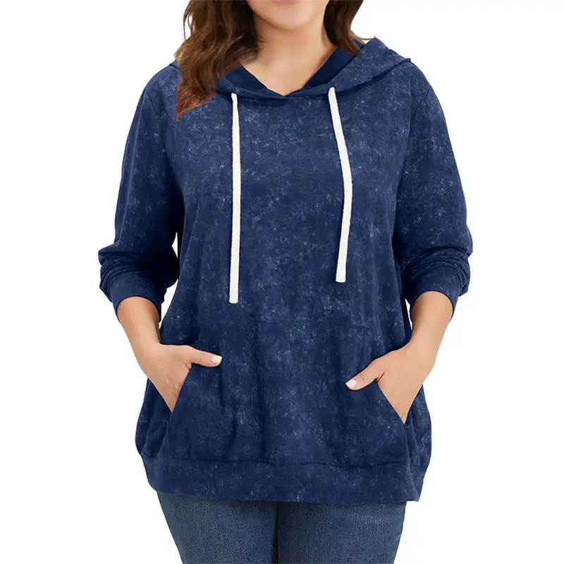 Drawstring Pocketed Long-Sleeve Textured Hoodie