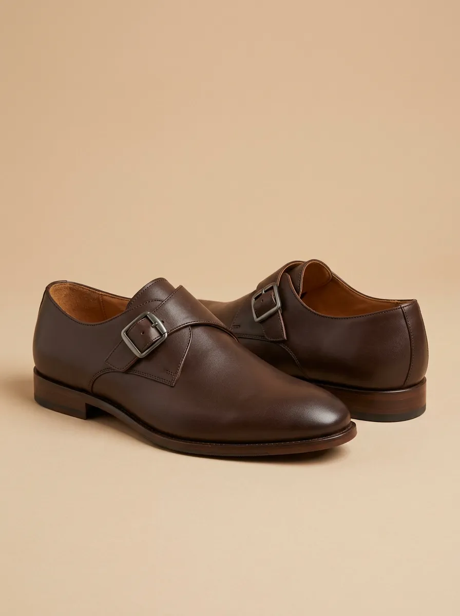 Men's Essential Classic Business Leather Single Monk Strap Shoes