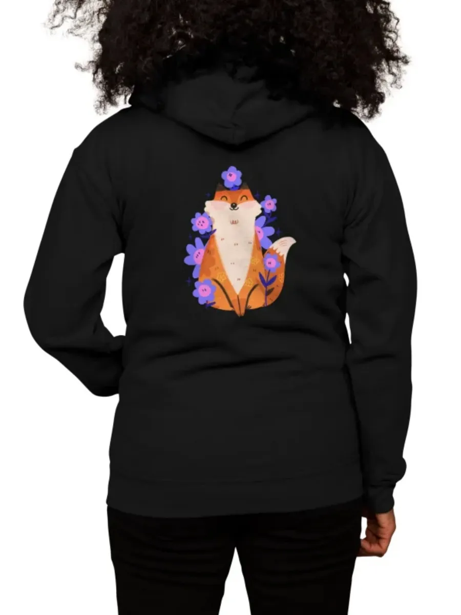 Cute Fox Floral Hoodie