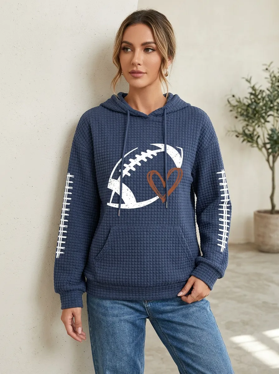 Women's Statement Gridiron Heart Ball Love Graphic Hoodie