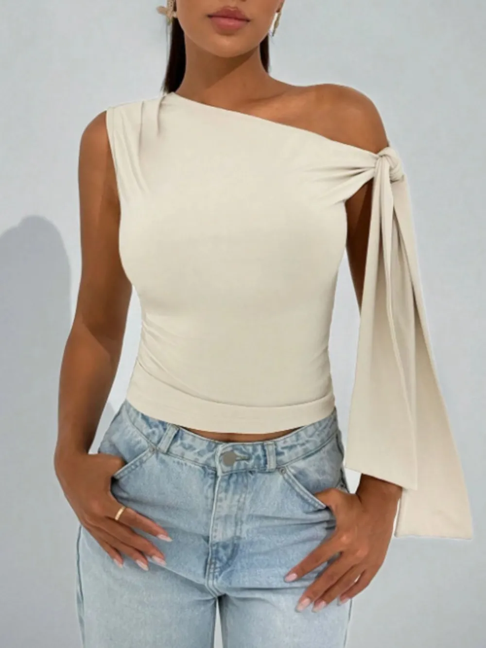One Shoulder Tie Detail Cami Top