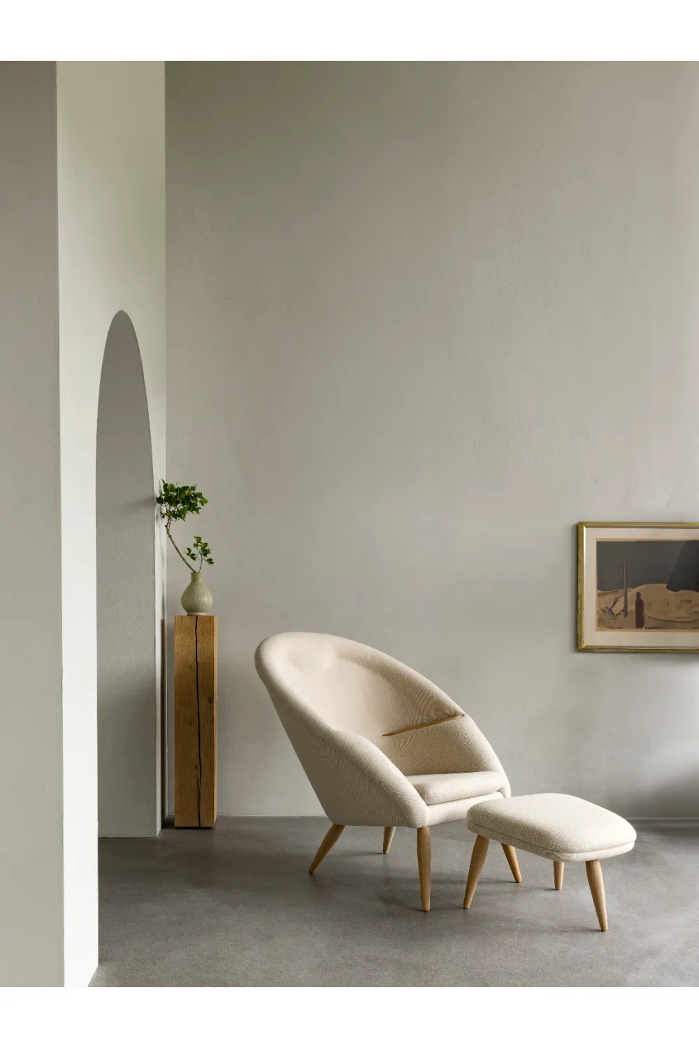 Wooden Leg Ottoman