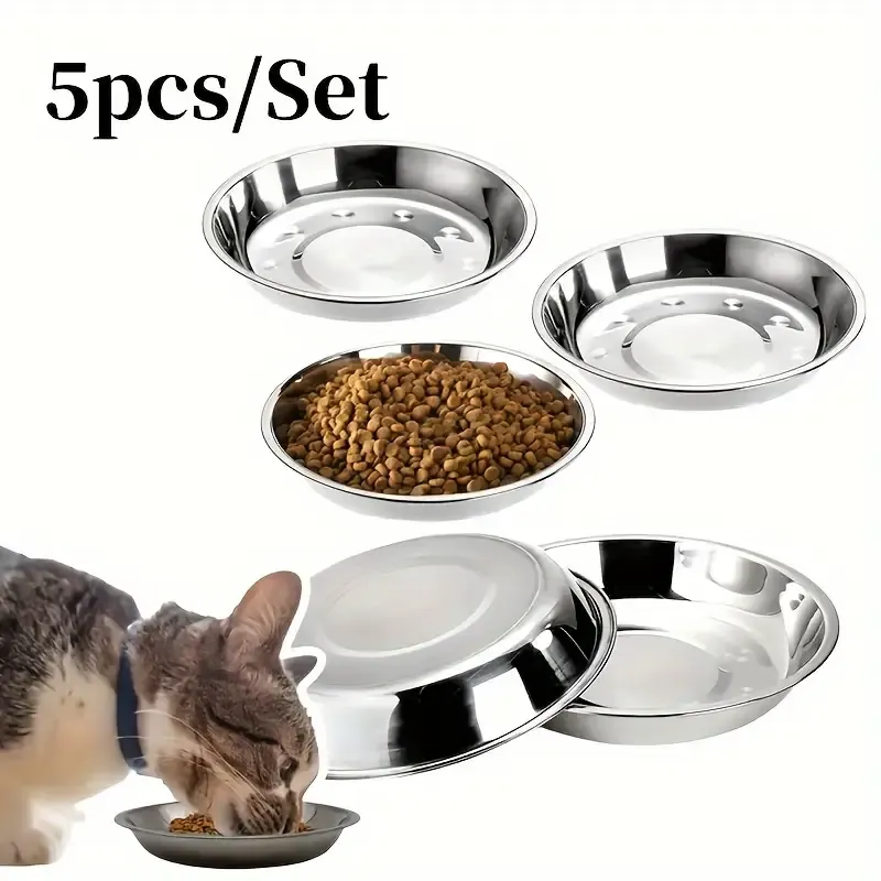 Set of 5 Stainless Steel Cat Bowls