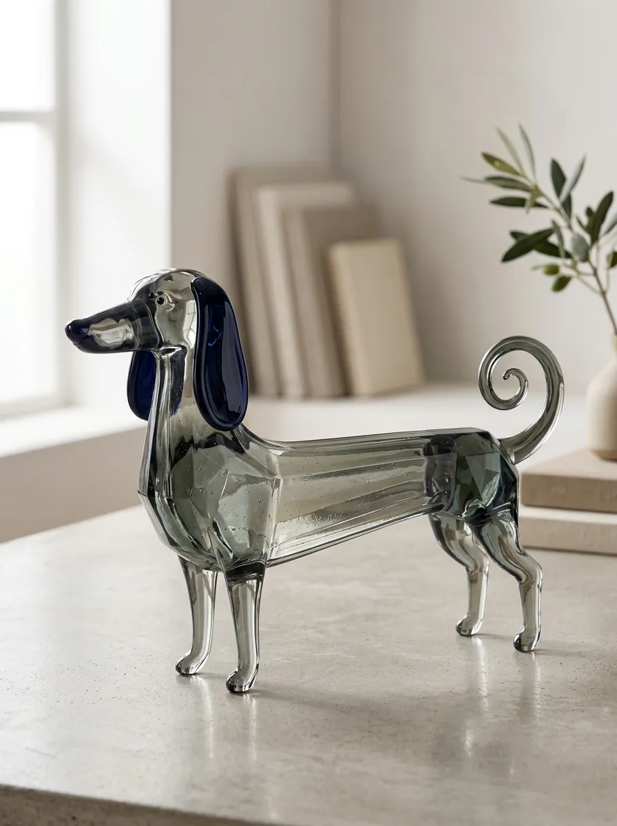 Blue Ear Dachshund Glass Ornament