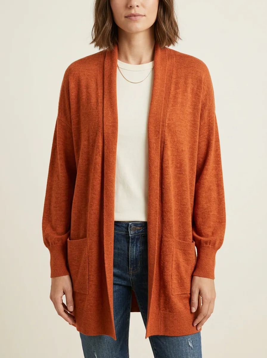 Textured Open-Front Knit Cardigan
