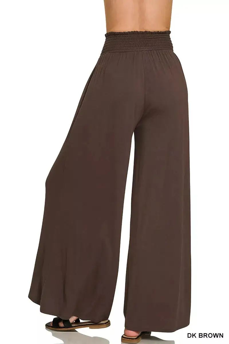 Smocked Waist Wide Leg Palazzo Pants