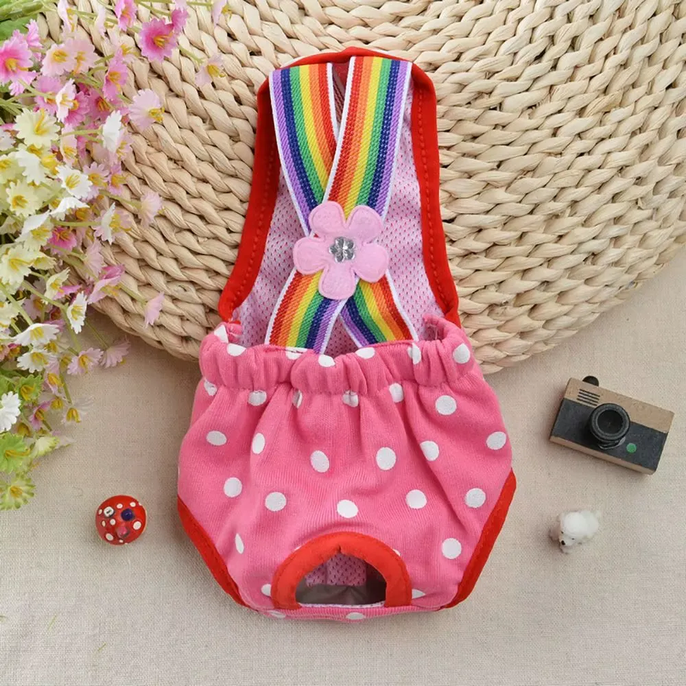 Cute Polka Dot Dog Diapers with Rainbow Straps