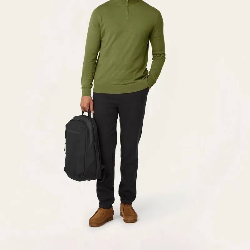 Soft Wool-Blend Half Zip Olive