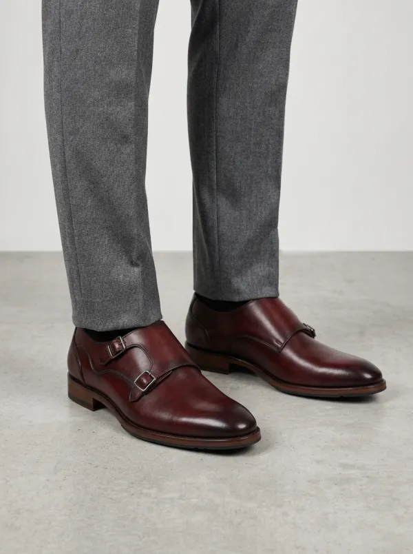 Men's Contemporary Classic Business Double Monk Strap Leather Shoes