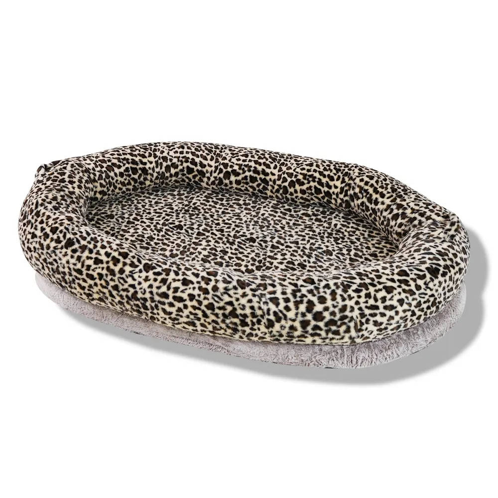 Leopard Print Pet Bed Set with Blanket and Pillow, Pet Furniture for Large Dogs and Cats