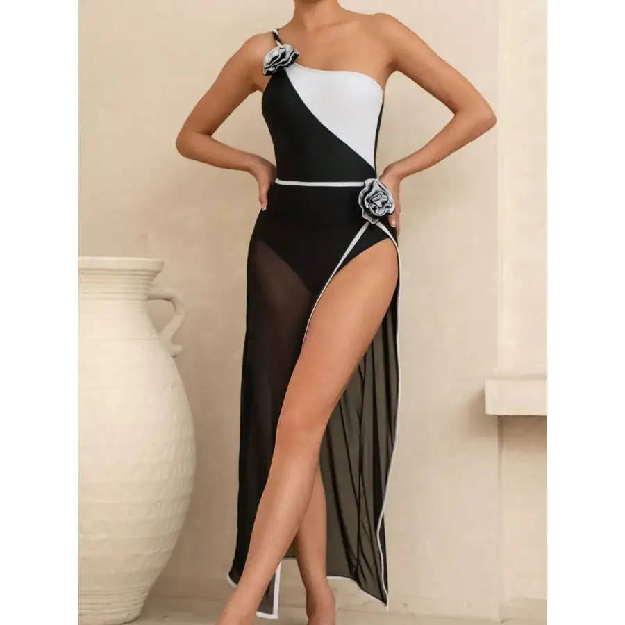 Women's Contrast Swimsuit Cover-Up Set