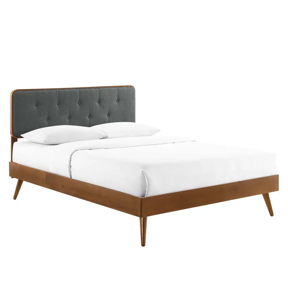 Wood Platform Bed with Splayed Legs Refined Interior Design