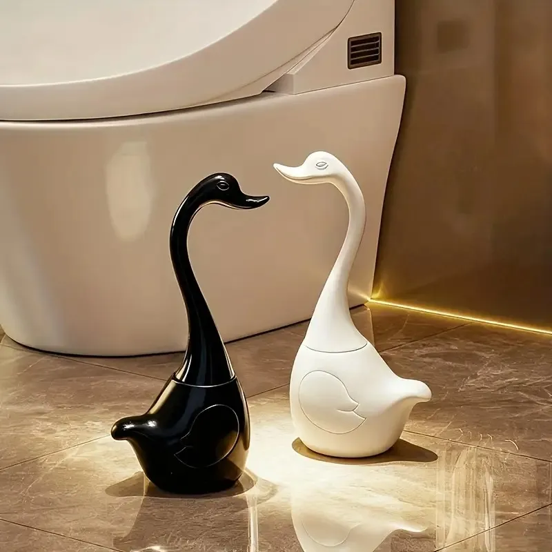 Elegant Swan-Shaped Toilet Brush Set With Base