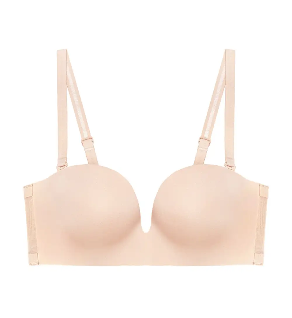 Women's Soft-Touch Non-Wired Strapless Push-Up Detachable-Pad Lace Bra