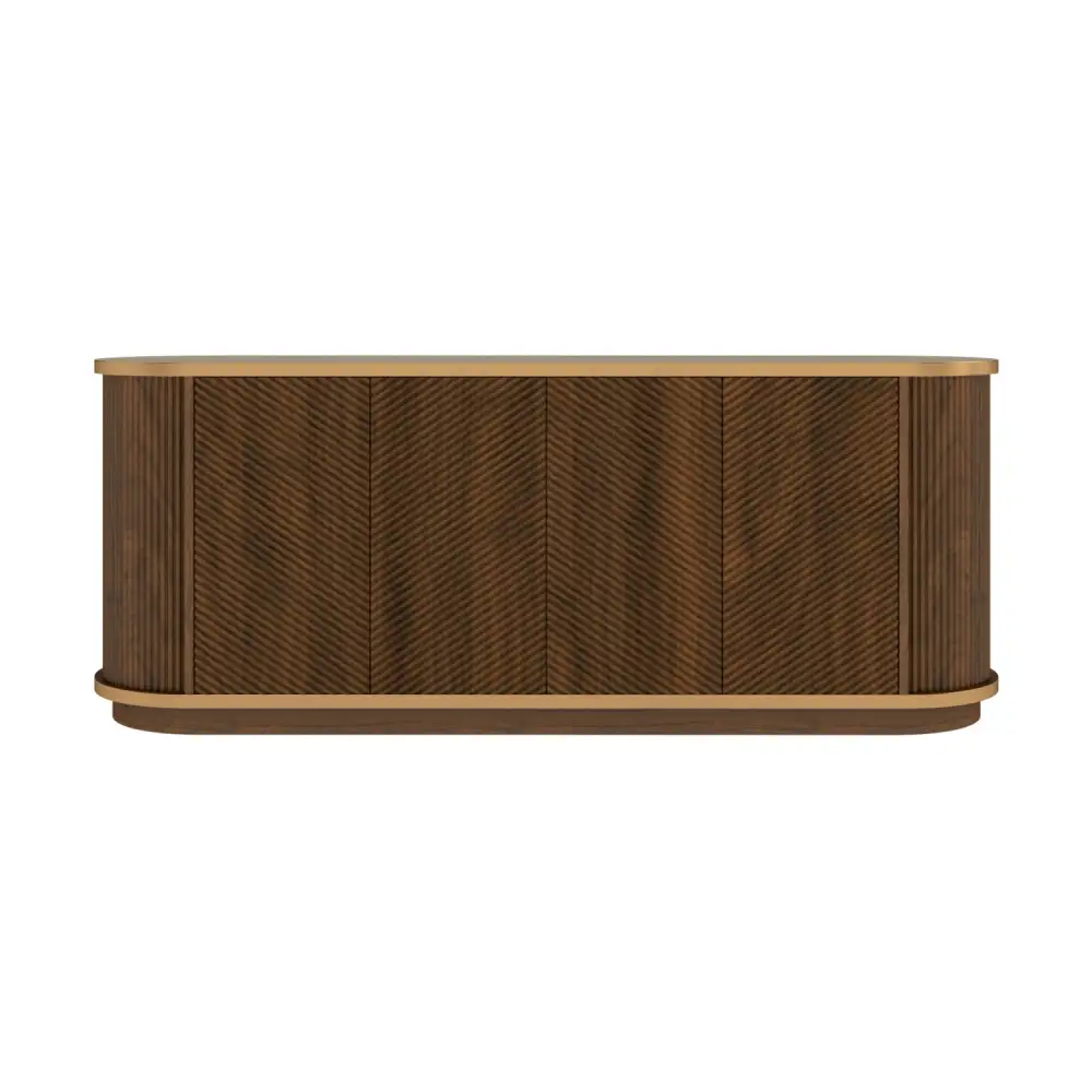 Four-Door Walnut Fluted Sideboard