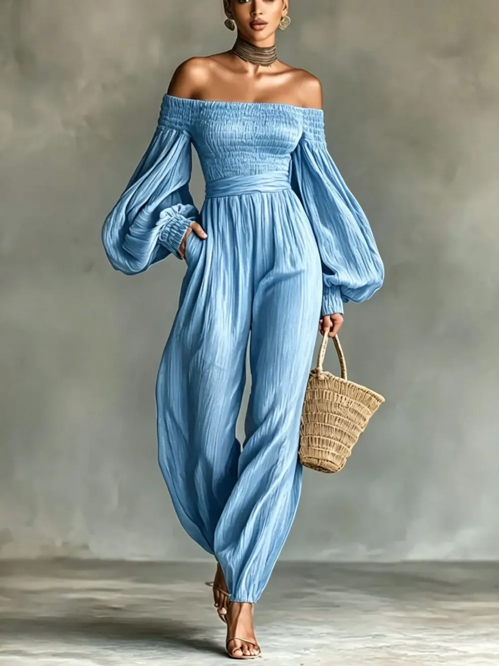 Genesis Balloon Sleeve Ruch Jumpsuit