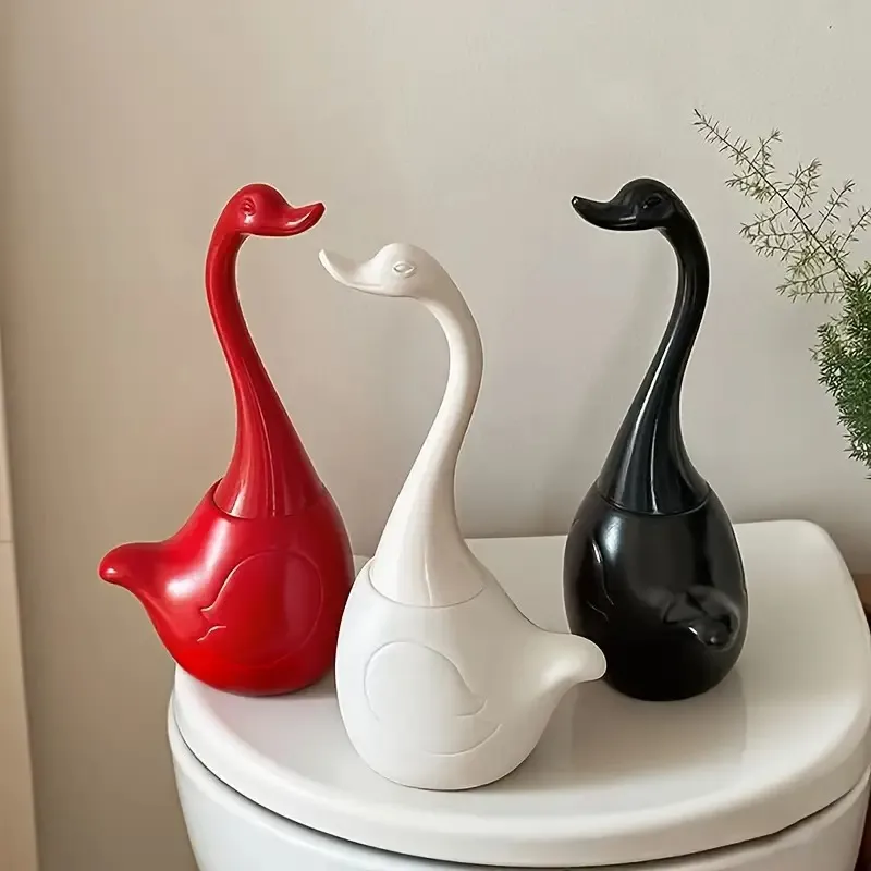 Elegant Swan-Shaped Toilet Brush Set With Base