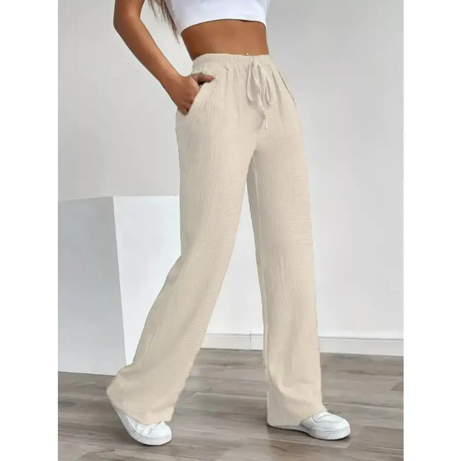 Texture Wide Leg Pants