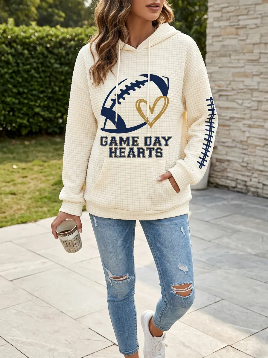 Women's Fieldhouse Inspired Gridiron Heart Ball Love Graphic Hoodie