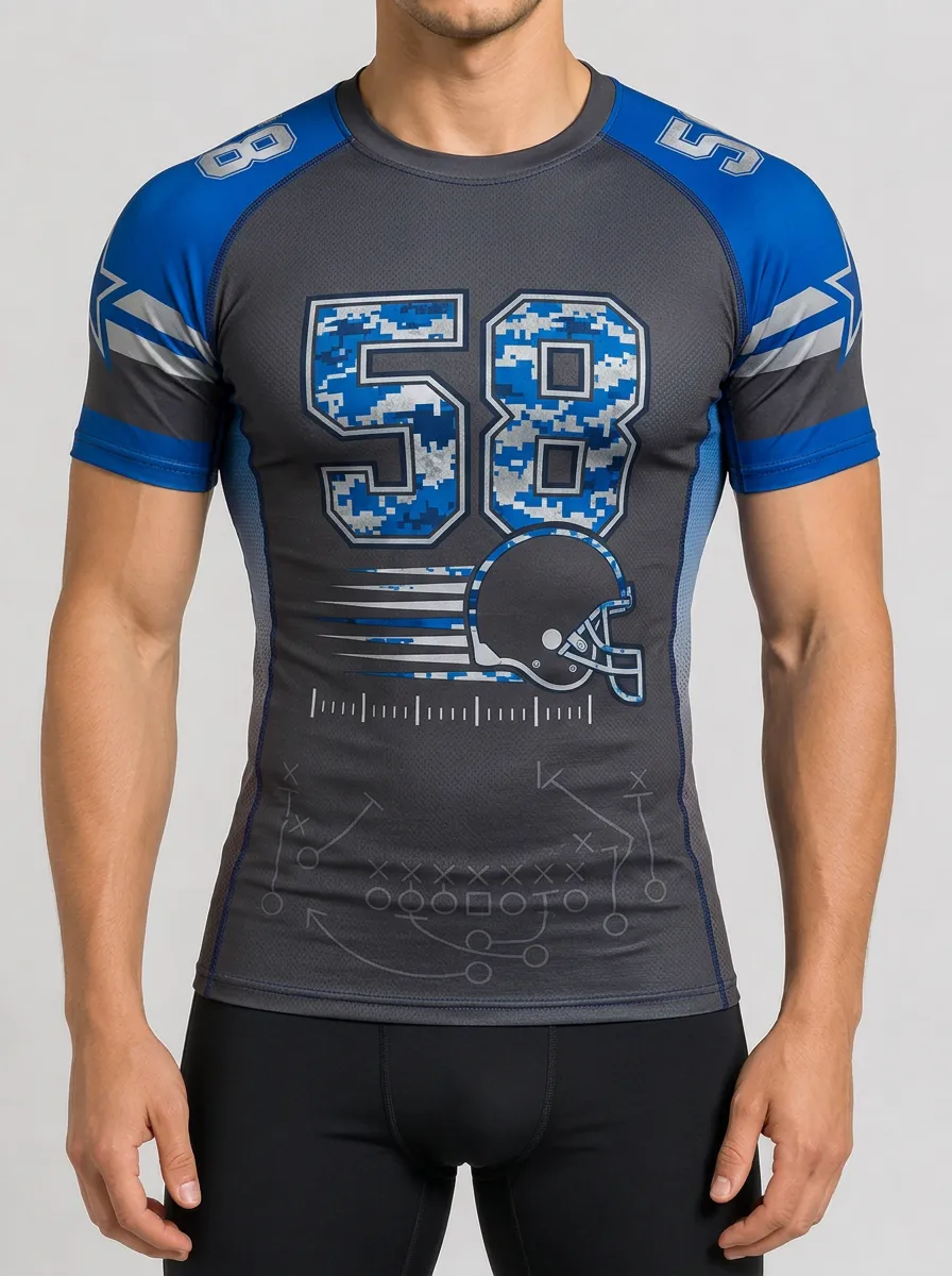 Men's American Football 58 Camo Helmet Printed T-shirt