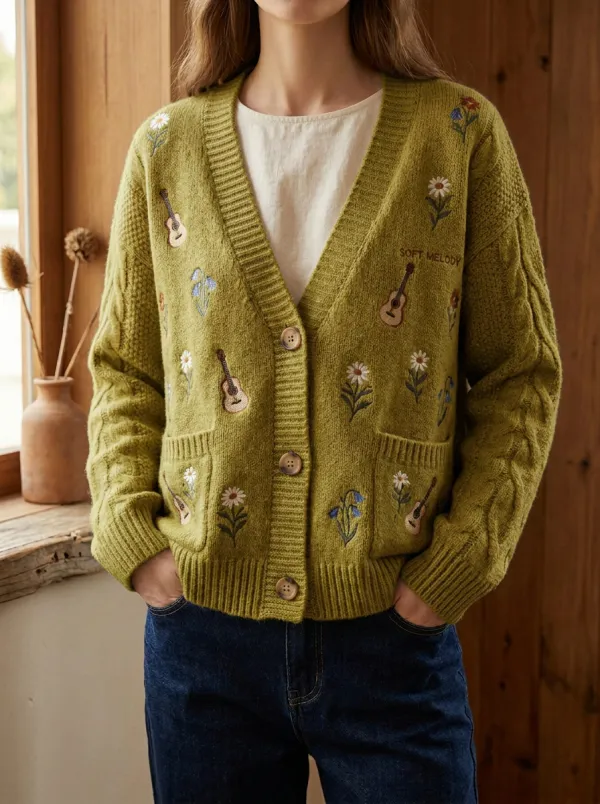 Embroidered Country Music Cardigan