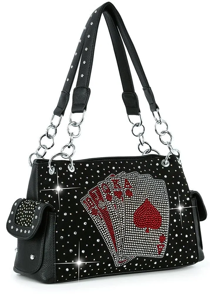 Crystal Accent Pocketed Shoulder Bag