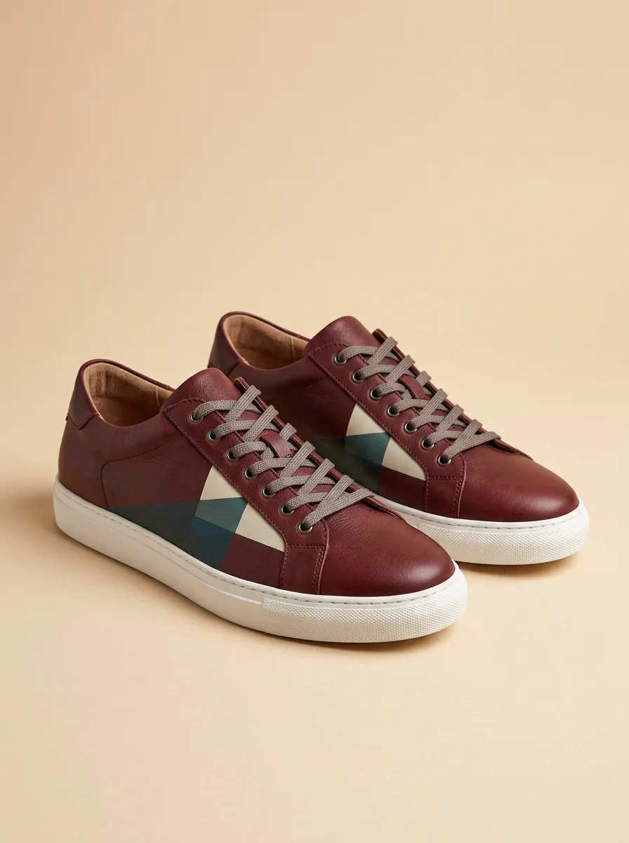 Unisex Geometric Pattern Leather Printed Casual Shoes