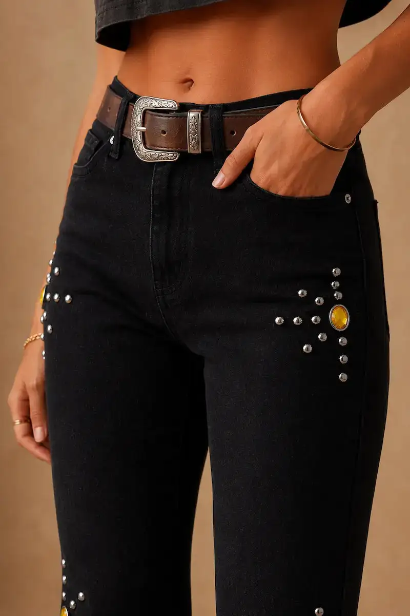 Bell Bottom High Waist Western Style Denim Jeans