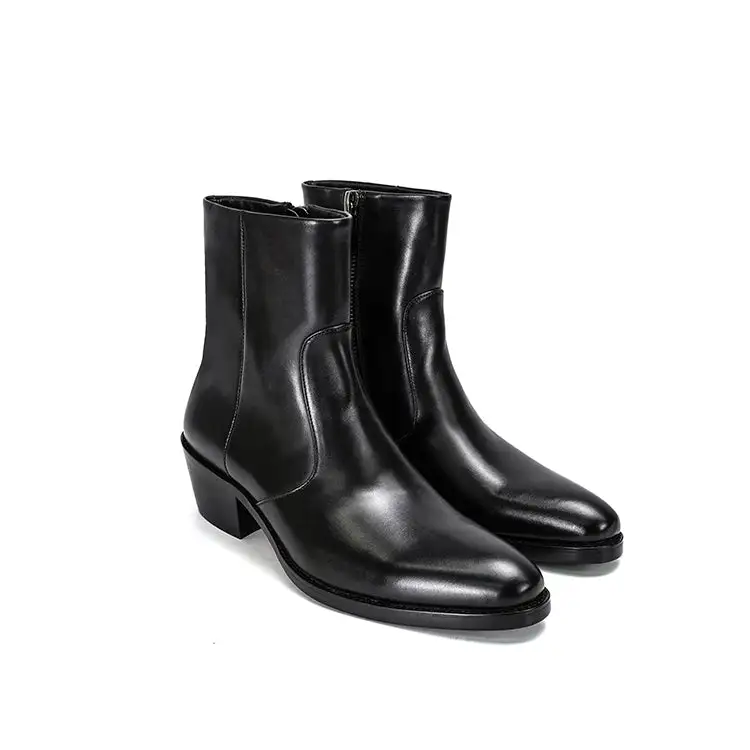 Full Grain Leather Western Chelsea Ankle Boots