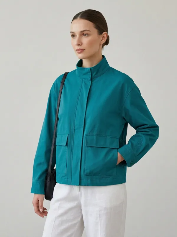 Women's Minimalist Leaf Embroidered Jacket