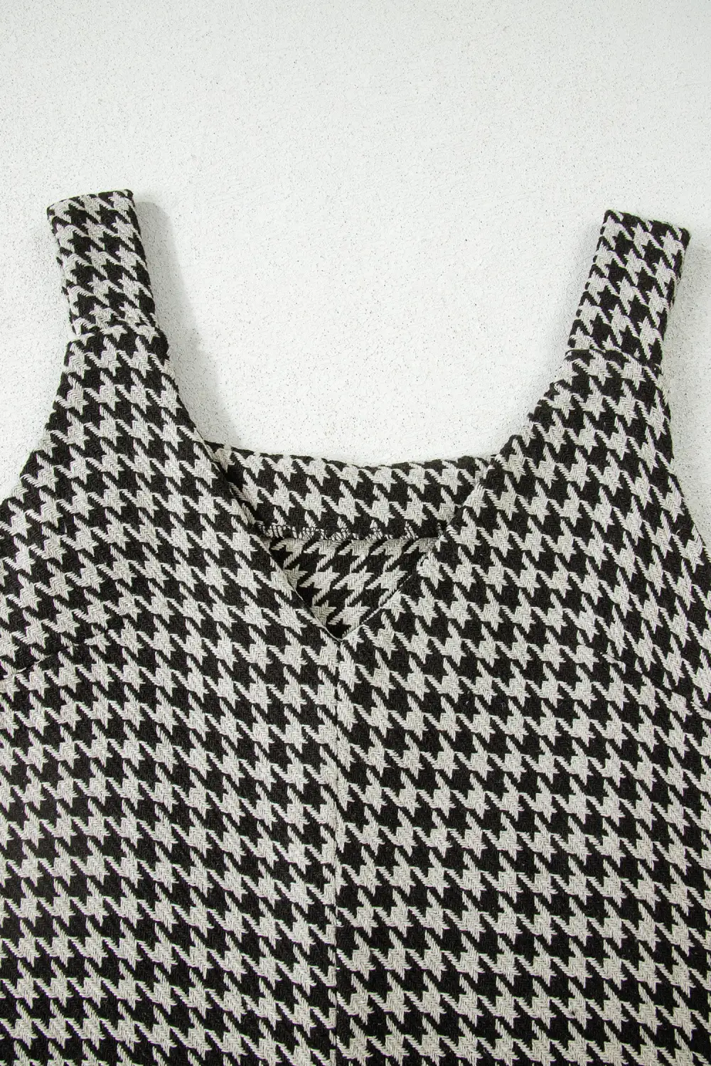 Houndstooth Printed V Neck Mini Dress
