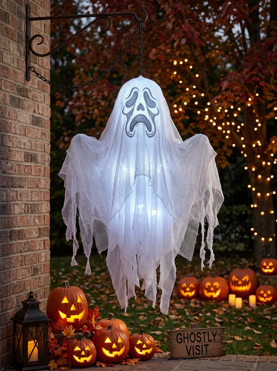 Ghost Hanging Scream-Face Halloween Yard Decoration