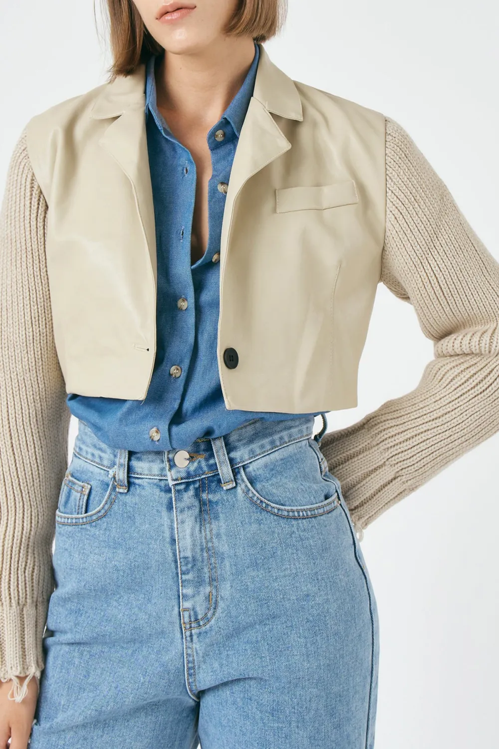 Pleather Cropped Jacket