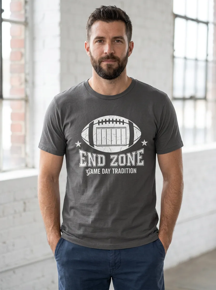 Men's American Football End Zone Game Day Tradition Printed T-Shirt
