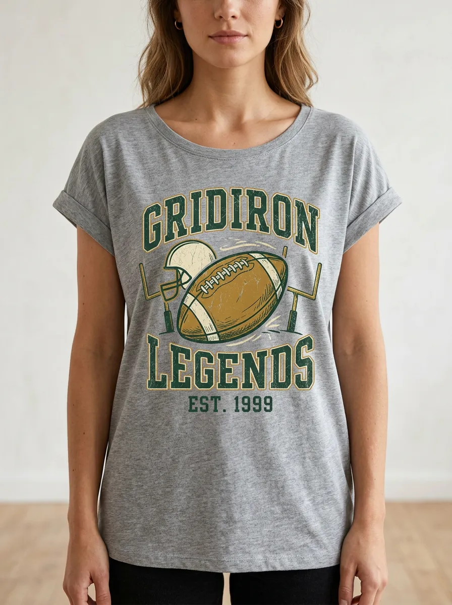 Women's American Football Gridiron Legends Helmet Graphic T-shirt