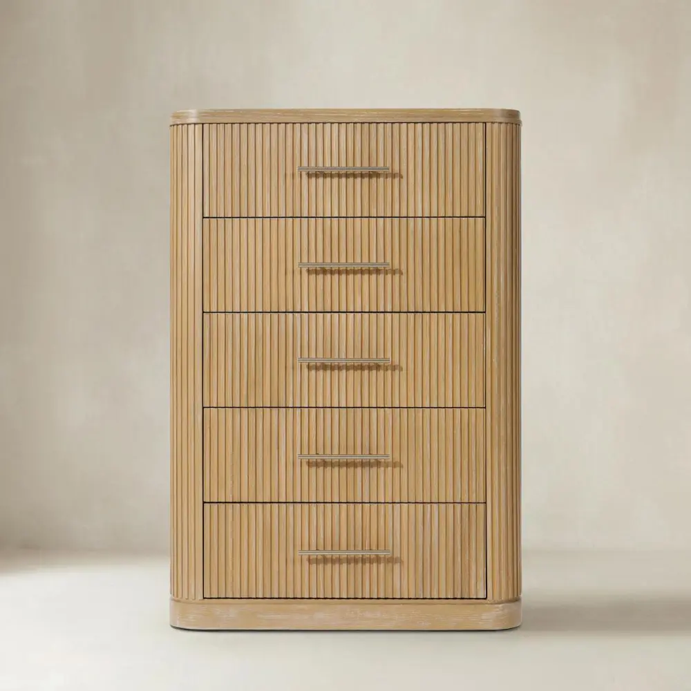 Fluted Tall Drawer Dresser