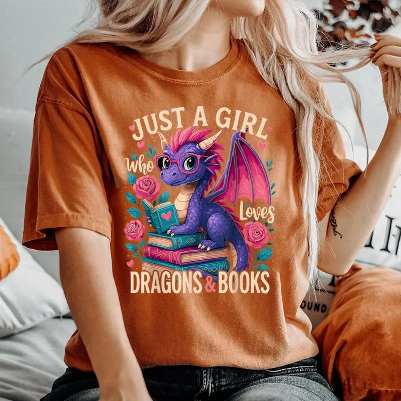 Just A Girl Who Loves Dragons And Books Dragon Women's Oversized Comfort T-Shirt