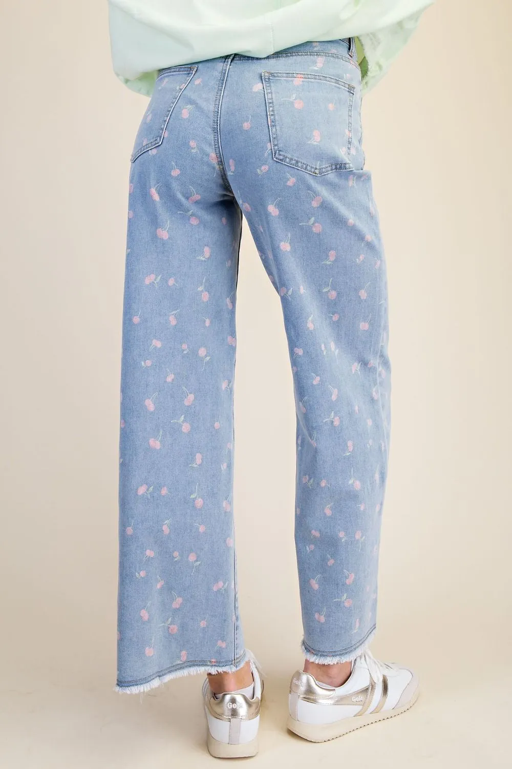 Cherry Printed Twill Jeans