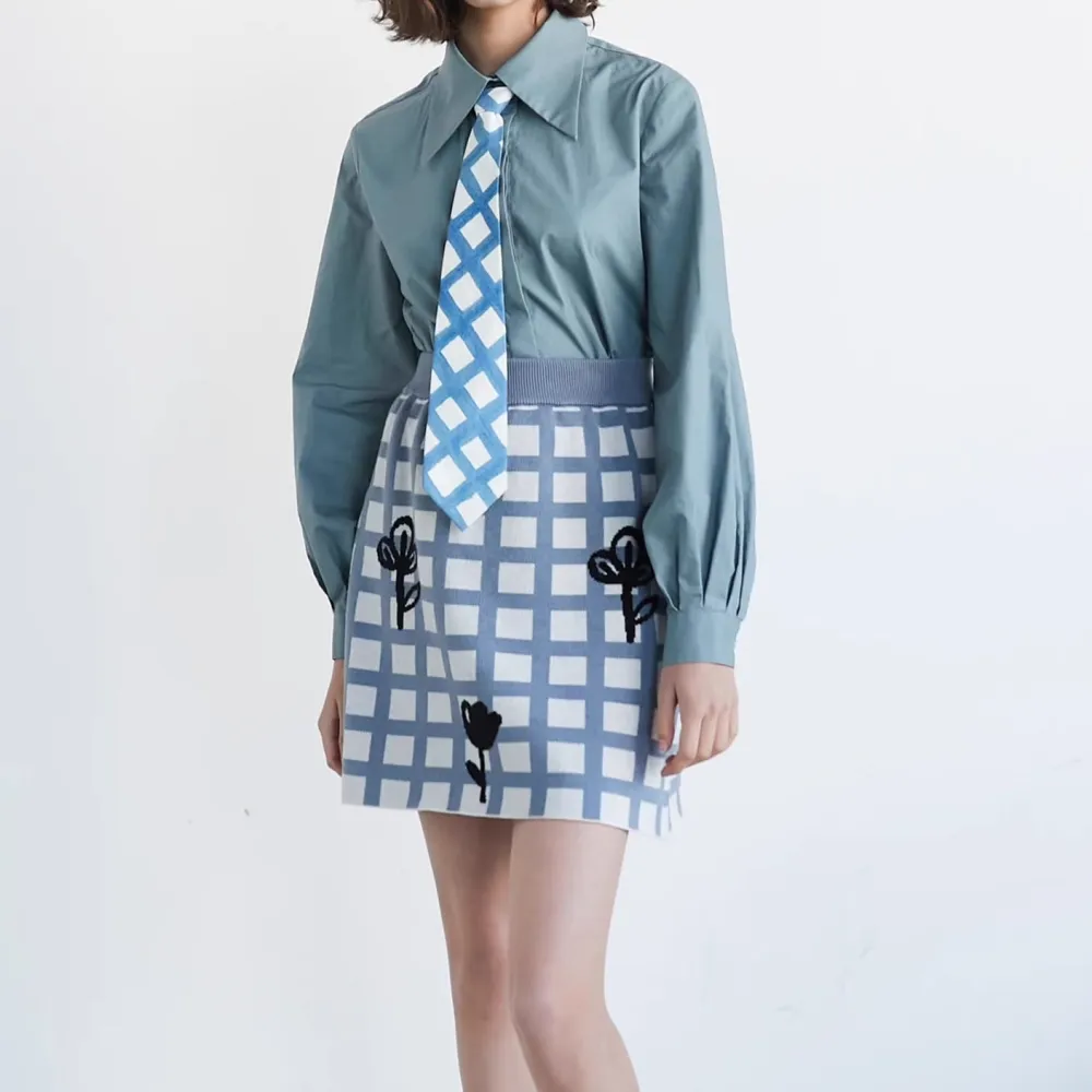 Plaid Knit Skirt